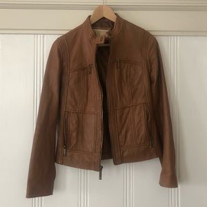 EUC Michael Kors tan leather jacket